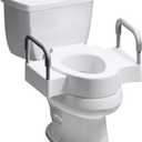 Bemis Rise 4.5" Raised Toilet Seat with Support Handles, Hinges Never Loosen, Fits Round and Elongated Raised Seat with Handles