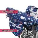 Shopping Cart Cover for Baby- 2-in-1 - Foldable Portable Seat with Bag for Infant to Toddler - Compatible with Grocery Cart Seat and High Chair (Blue Whale)