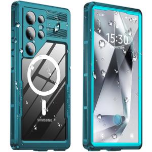 for Samsung Galaxy S24 Ultra Waterproof Case, [Fit for Magsafe] [IP68 Water Proof] [Built-in Screen Protector], Magnetic Heavy Duty Military Grade Rugged Phone Case for S 24 Ultra 6.8", Teal