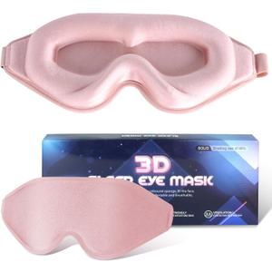 Sleep Mask for Men Women,Upgraded 3D Deep Contoured Eye Covers for Sleeping with Adjustable Strap,Block Out Light, Soft Comfort Eye Shade Cover for Travel Yoga Nap (1pcs, Pink)