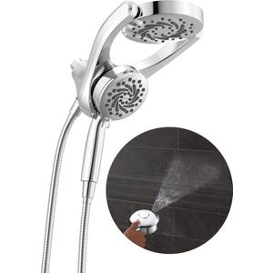 Delta 5-Setting HydroRain 2-in-1 Dual Shower Head with ProClean Spray, Chrome High Pressure Shower Head with Handheld Spray, 1.75 GPM Flow Rate, Chrome 75419