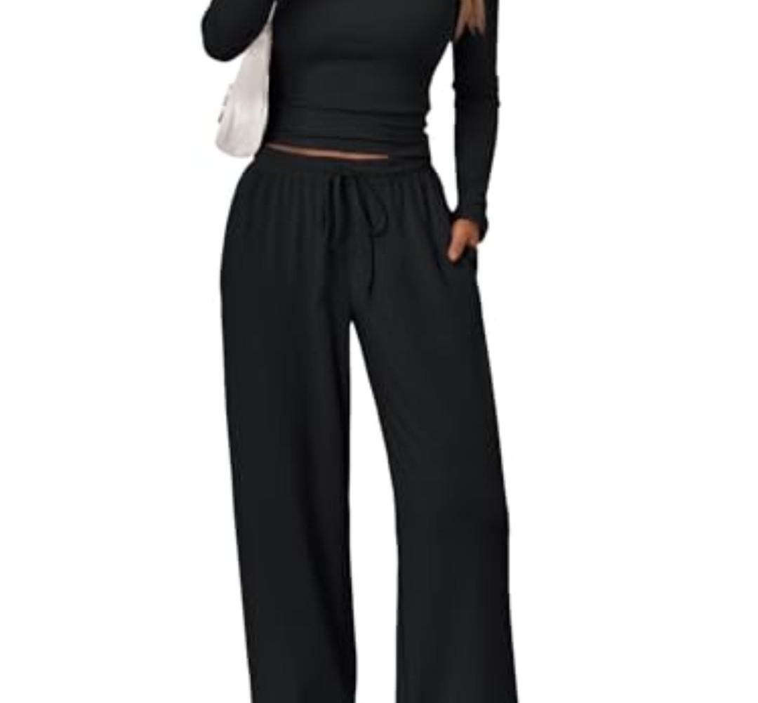 Trendy Queen Womens Two 2 Piece Matching Lounge Sets 2025 Early Fall Fashion Must Haves Y2K Workout Gym Clothes Comfy Airport Travel Vacation Luxury Outfits Sweatsuit Winter Clothing,M