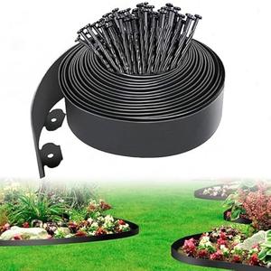 4 in Tall Landscape Edging, 40FT Plastic Garden Border Edging with 60 Anchoring Spikes, Landscape Edging Kit for Garden, Flower Beds and Lawn (Black, 4In x 40FT)