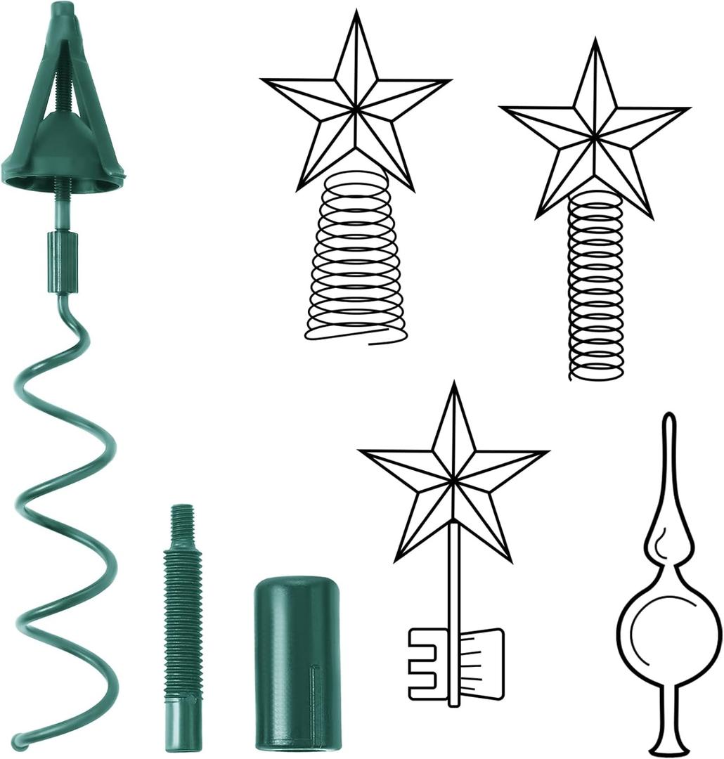 Christmas Tree Topper Holder Twist on Universal Stabilizer Floral Xmas Tree Topper Adapter Plastic Support with Adjustable Attachment(Green)