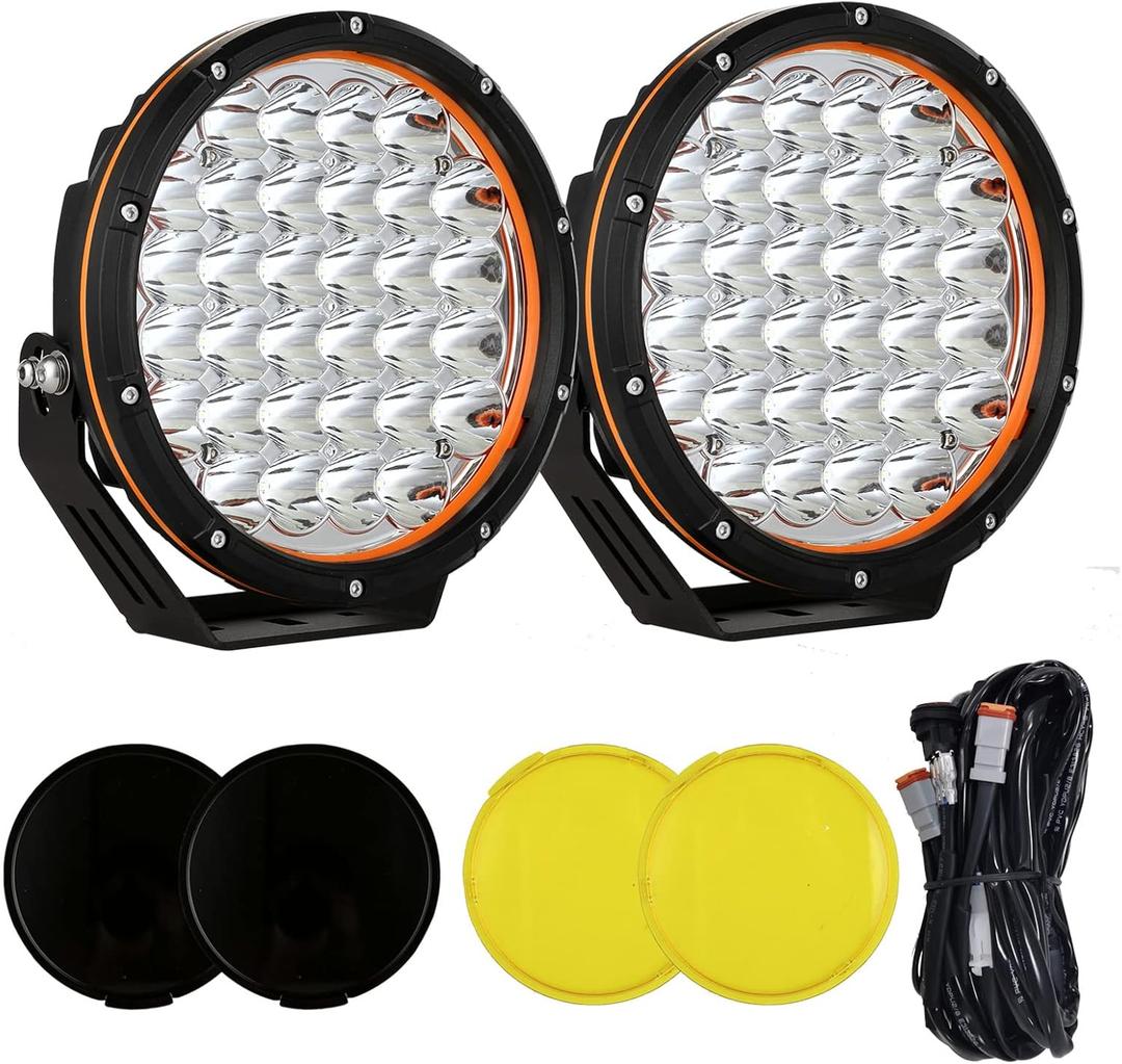 BIGLION.X 9 inch Round LED Offroad Lights - Super Bright, Waterproof IP68, 12V/24V for Pickup Trucks, SUV, UTV, 4WD