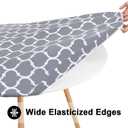 Smiry Round Picnic Tablecloth, Waterproof Elastic Fitted Table Covers for 36" - 44" Tables, Wipeable Flannel Backed Vinyl Tablecloths for Camping, Indoor, Outdoor, Grey & White