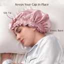 YFONG Double Layered 100% Mulberry Silk Bonnet for Sleeping Women, 22 Momme 6A Luxury Silk Sleep Cap with Elastic Band & Tie, Natural Night Wrap for Hair Care Short Long Curly Hair, Pink