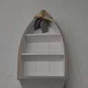 Morning View 2-Shelf Wood Boat Shelf, Nautical Decor with Fishing Net, Starfish, Seashells - Wall Mount or Tabletop Display - Beach Themed Home Decor, White, 6.7x3x16.5 Inch