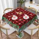 Christmas Tablecloth 5454 Inch Square Snowman Deers Winter Holiday Table Cloth Water-Resistant Spill-Proof Washable Fabric Table Cover for Kitchen Dining Party Picnic Indoor Outdoor