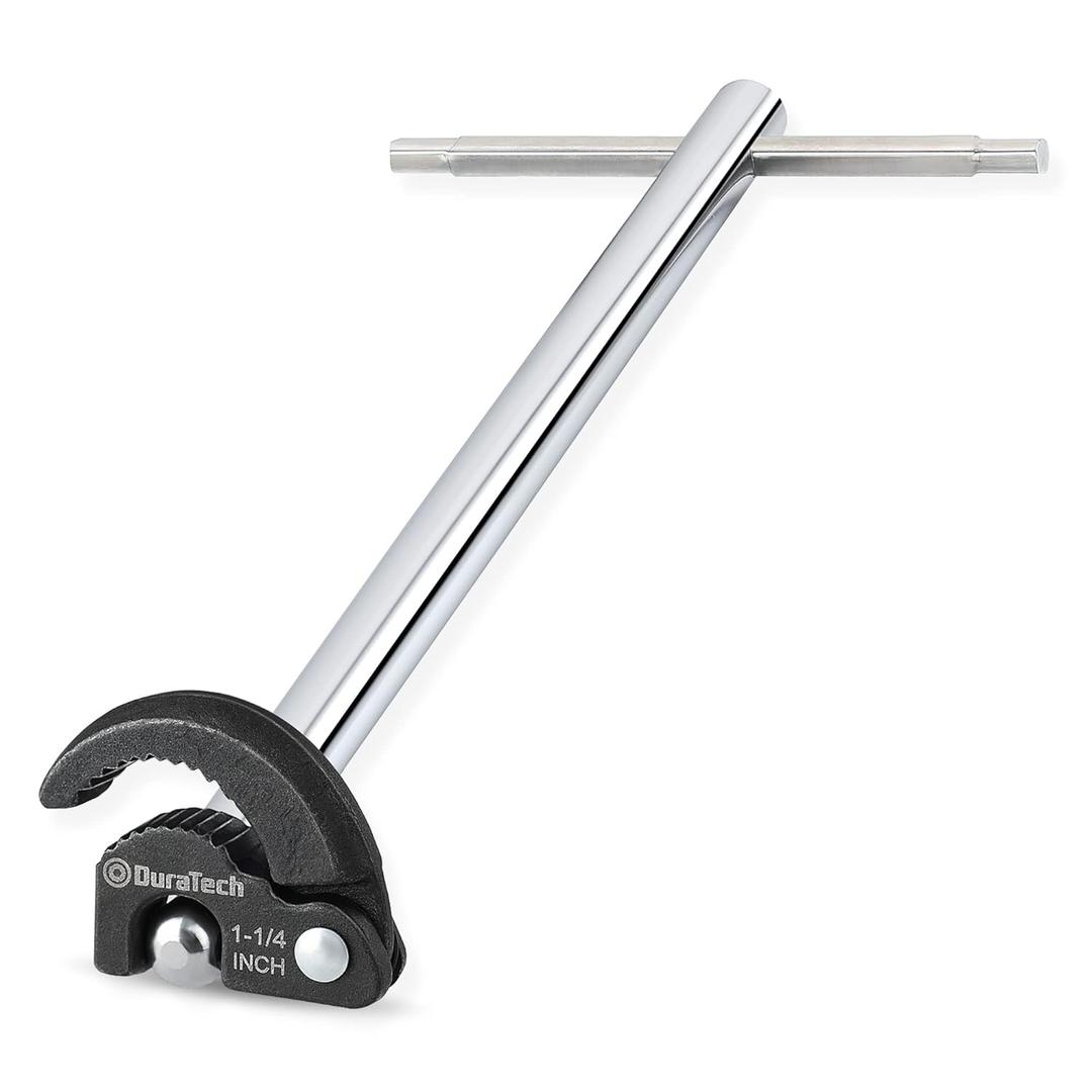 DURATECH 11" Basin Wrench, Sink Wrench, Adjustable Tap Nut Spanner Basin Spanner, Capacity of 3/8" to 11/4" for Fixing Back and Union Nuts Under Sink