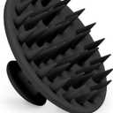 Silicone Scalp Massager Shampoo Brush, Scalp Brush for Hair Growth & Dandruff Removal, Hair Scrubber Scalp Stimulator Exfoliator Brush with Soft Bristles for Wet Dry Scalp Care (Black)