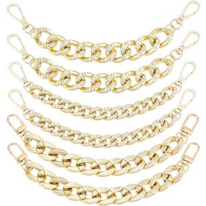 PH PandaHall 6pcs Shoe Charms Chains, 3 Styles Gold Shoe Charms DIY Hanging Shoe Chains with Snap Clasps for Man Women Adults Clog Sandals Casual Shoes Accessories