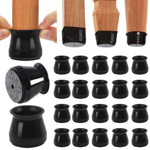 BUMACO Chair Leg Floor Protectors Chair Leg Protectors for Hardwood Floors Silicone Pads Covers to Protect Floors (Black-20 Pcs, Universal L (1-5/16"~2")