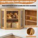 Corner Bread Box for Kitchen Countertop: Bamboo Storage Container for Homemade Bread, Two Layer Breadbox under Cabinet Mount, Large Bread Holder for Kitchen Counter, Pantry Shelf, Mini