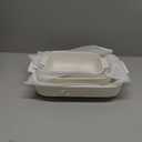 MALACASA Casserole Dishes for Oven, Ceramic Baking Dishes Set of 3, Rectangular Lasagna Pan Deep Baking Pans, Bakeware Sets with Handles Gift Set, White (13.8''/11.7''/9.4''), Series BAKE