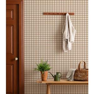 YXTII Plaid Wallpaper Peel and Stick 17.3"×78.7", Striped Farmhouse Wallpaper Self Adhesive Removable Wallpaper Contact Paper for Bedroom Wall Paper Shelf Drawer Liner