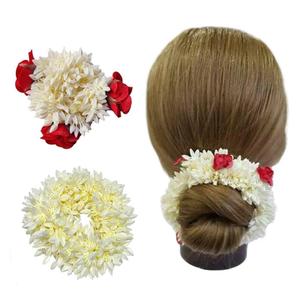S,S Store 2 Pcs Hair Rose White Mogra Artifical Rubber Band Gajra Phool Gazra Hair Accessories for Women Girls Indian Wedding Gajra For Function