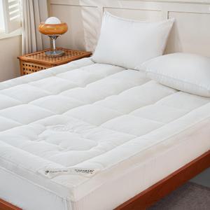 YOUR MOON 100% Organic Wool Mattress Topper Twin Size  2 Inch Thick Pillow Top Mattress Pad, 700GSM Natural Wool Filling, Back Pain Relief Bed Topper with Cotton Cover-16'' Depth, 39"x75" (White)