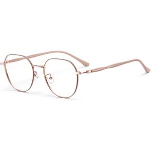 Reading Glasses for Women, Stylish Metal Frame Readers with Comfort Spring Hinges Anti Glare UV Filter Eyeglasses (Dusty Pink)
