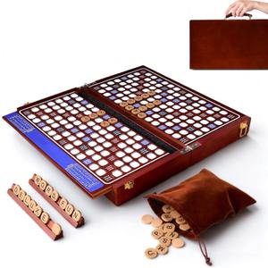 Deluxe Crossword Board Game with Rotating Board, Foldable & Portable Design, Large-Sized Board, Built-in Storage, for 2-4 Players, Includes: Letter Tiles, Wooden Racks, Scorepad Set, Hourglass