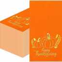 SietDESEO 25 Pieces 3-ply Thanksgiving Dinner Napkins 13 x 15.7 Inch Orange Guest Bathroom Napkins Disposable Hand Towels for Bathroom Kitchen Fall Party Decorations Gold Foil Pumpkin Napkin
