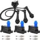 UF228 3PCS Ignition+Coil 6PCS 4589 Spark Plug+3PCS Wire Set Compatible with Toyota Lexus Supra SC300 IS300 GS300 3.0L V6 Replacement 5C1189 88921376 9091902216