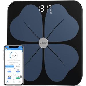 Vitafit Smart Body Fat Weight Scale for Body Composition Monitors, Weighing Professional Since 2001, Digital Wireless Bathroom Scale for BMI Fat Water Muscle with App,400lb, Black