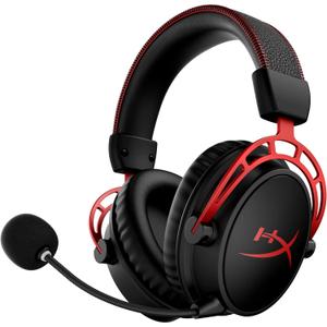 HyperX Cloud Alpha Wireless - Gaming Headset for PC, 300-hour battery life, DTS Headphone:X Spatial Audio, Memory foam, Dual Chamber Drivers, Noise-canceling mic, Durable aluminum frame, Red
