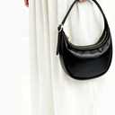Crescent Shoulder Bag for Women PU Leather Small Crossbody Purse Adjustable Strap Half Moon Underarm Bag