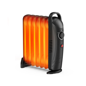 Air Choice 700W Oil Filled Radiator Heater, Oil Heaters for Indoor Use with Adjustable Thermostat & 2 Heat Settings, Overheat Protection, Ultra Quiet, Small Space Heater for Bedroom Office Desk, Black