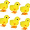 DECYOOL 6PCS Easter Wind Up Chick Clockwork Toy Novel Children Adult Egg Plush Chicken Basket Stuffer Gift Bag Filler Birthday Party Favors