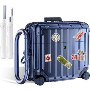 Filoto Compatible with Airpods 4 Case, Cute Fashion Suitcase Design for Airpods 4th Generation Case Cover, Shockproof Protective Hard Case with Keychain/Cleaner Kit (Blue, Airpods 4 Case)