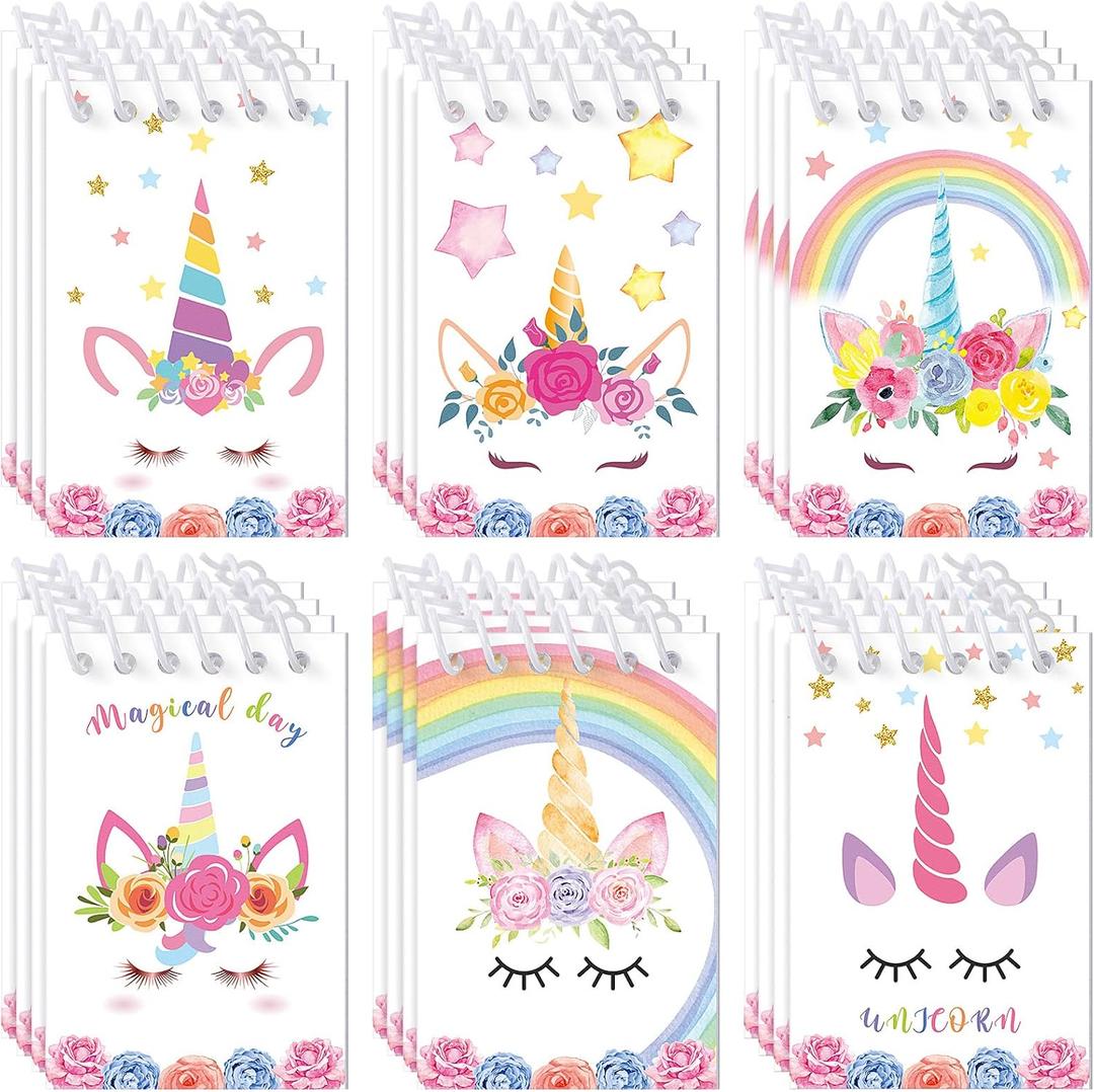 Sabary 24 Pcs Mini Unicorn Notepads Small Notebooks Spiral Journal Notepads School Classroom Rewards Supplies Unicorn Party Favors Gift Bags Piata Fillers for Girls Kids Birthday Party Goody Bags