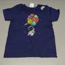 Astronaut Holding Planet Balloons Solar-System Space Kids T-Shirt (Blue) 4T