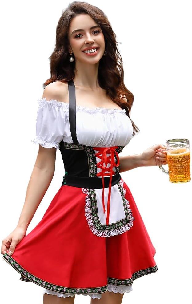 Oktoberfest Costumes Women German Bavarian Dirndl Dresses Beer Carnival Costume XL
