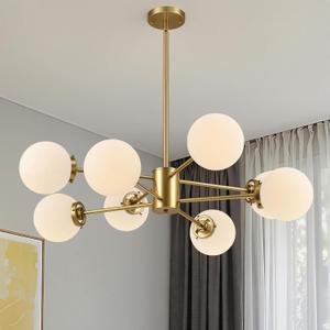 VONLUCE 8-Light Sputnik Chandelier, Frosted Glass Ceiling Light Fixture
Globe Shades Chandeliers for Dining Room, Living Room, Bedroom, Pendant Lighting, Gold Finish, ETL Listed