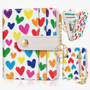 Raining Hearts Rfid Ladies Wallet, Small Slim Thin Compact Credit Card Women Wallet, PU Leather Bifold Cash Zipper Coin Pocket ID Window for Female