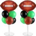 Football Party Balloons Stand Kit 2 Sets with 2 Rugby Ball Foil Balloons Football Themed Party Balloon Centerpiece for Tables for Game Sports Graduation Birthday Footballs Themed Decorations