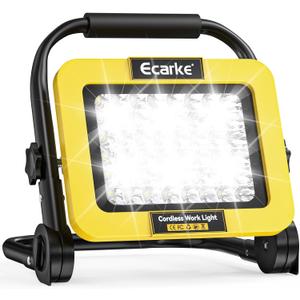 Ecarke 100W 10000LM LED Work Light Compatible with DeWALT 20V, 6000K Cordless Flood Light, Portable Led Lights for Outdoor & Indoor Job Site Car Inspection Workshop Garage Construction Site