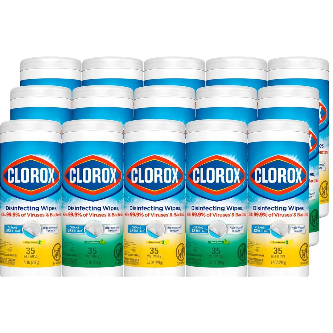 Clorox 30112 Disinfecting Wipe, Fresh/Lemon Fresh Scent (525 Count)