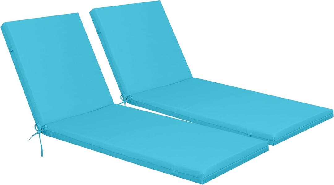 Only choice Outdoor Chaise Lounge Cushion Set of 2, 75" x 24" Lounge Chair Cushion Water-Resistant & Fade-Resistant for Lawn, Pool, Replacement Seat Cushion for Patio (Sky Blue)