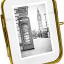 Isaac Jacobs 2x3 Vintage Style, Round-Edged Brass & Glass Metal Floating Picture Frame with Locket Closure (Vertical), Made for Tabletop Display (2x3 Vertical, Antique Gold)