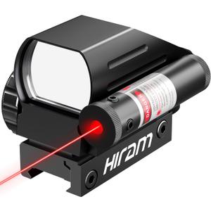 Hiram 1x22x33 Holographic Reflex Scope Sight with 4 Reticles Red and Green Dot with Laser