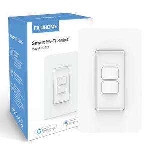 Smart Light Switch,Single Pole Smart Switch Compatible with Alexa and Google Assistant,2.4GHz Wi-Fi,Neutral Wire Required,RemoteVoice Control,Schedule No Ground Wire (1 Pack Smart Switch 2 Gang)
