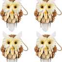 4pcs Woodland Christmas Ornaments - Owl Ornaments for Trees, Handmade Wooden Owls, Rustic Farmhouse Decoration