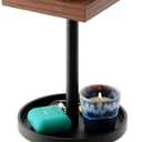 Drink Table for Small Spaces - Slim Pedestal Side Table with Real Wood Top & Stable Base for Coffee & Cocktails - Ideal for Tight Living Room & Bedroom Spaces (Walnut)