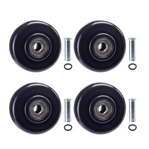 3 Inch Caster Wheels, 4 PCS Heavy Duty PU Board Caster, Black Cart Dolly Wheels Replacement for Platform Trucks up to 264 LBS/ 120 KG with 3/8" Axle