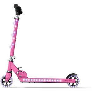 Jetson Jupiter Kids 2-Wheel Light-Up Kick Scooter, LED Lights on Handlebar, Stem, Wheels & Deck, Adjustable Handlebar, Rear Brake, Easy-Folding Mechanism, Ages 5+, Jupiter Pink