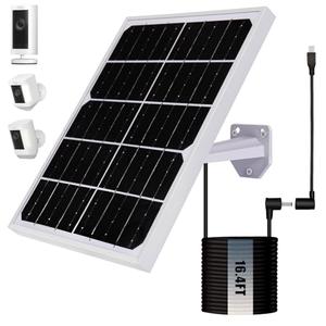 Solar Panel for Security Camera 2 in 1 Port 10W Ring Camera Solar Charger Compatible with Ring Spotlight & Stick Up Outdoor Cam Battery, IP65 Waterproof &16.4ft Long Cable with USB-C/DC Ports