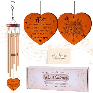 Keluna Wind Chimes Gifts for Aunt - Auntie Wind Chimes from Niece Nephew Love Reminder Gifts for Birthday Mother's Day Aunt Gift for Indoor Outdoor Garden Patio Home Décor